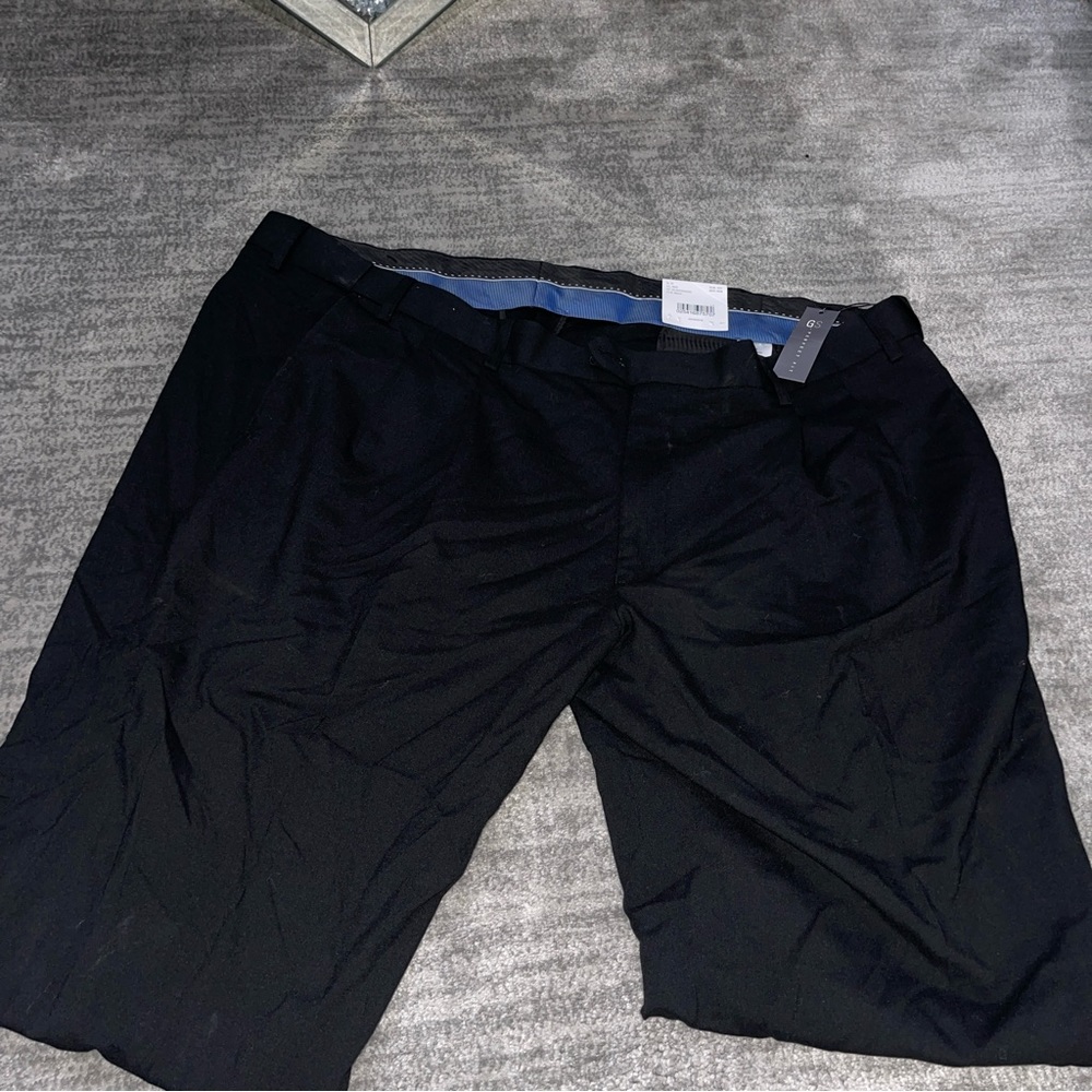 GS Perfect Fit Mens BNWT Big & Tall Black Dress Pants $78 Traditional Fit 54x32